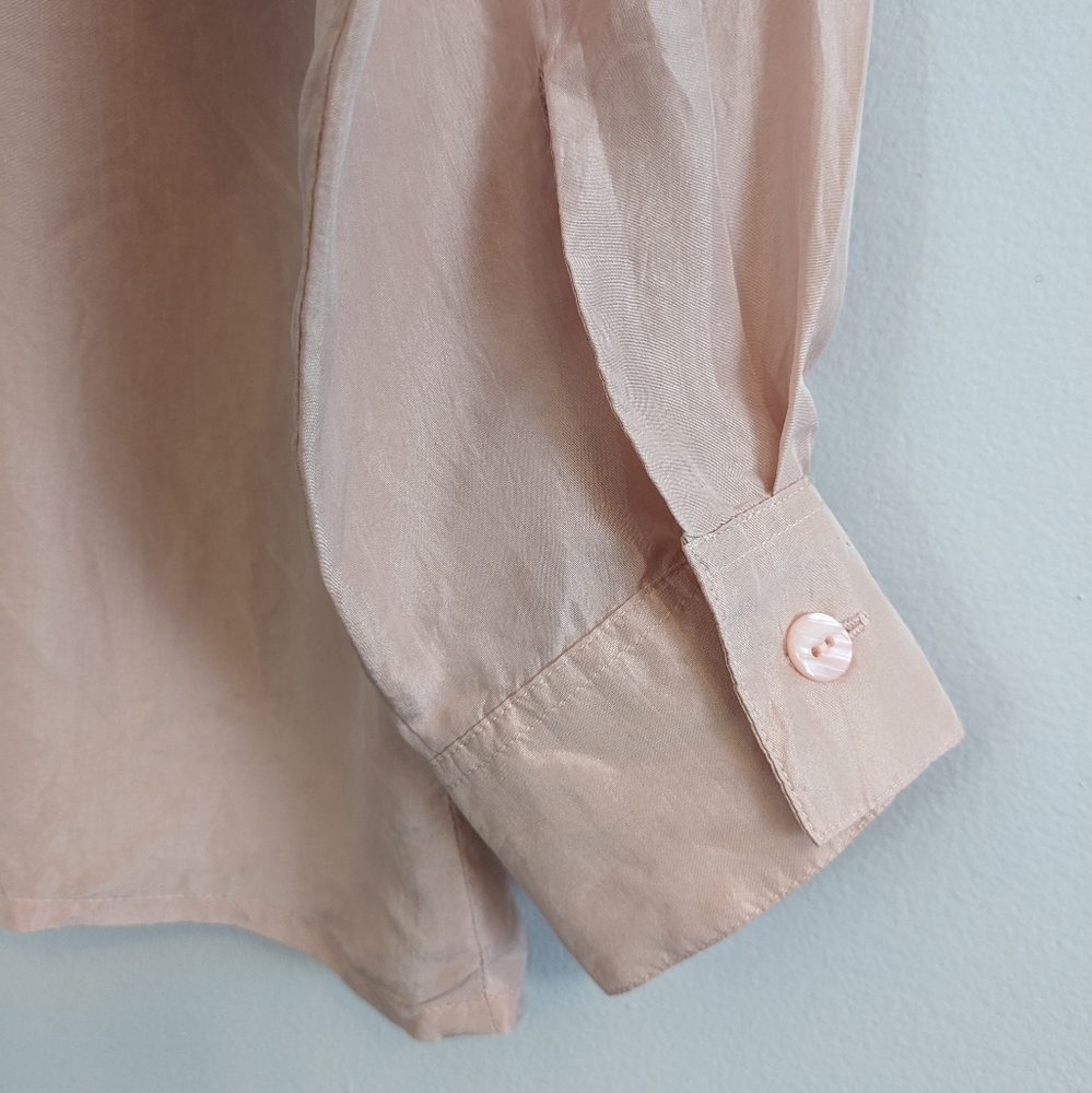 100% Silk Button Down Shirt, Pale Pink, Size M, Gently used - Picture 8 of 14